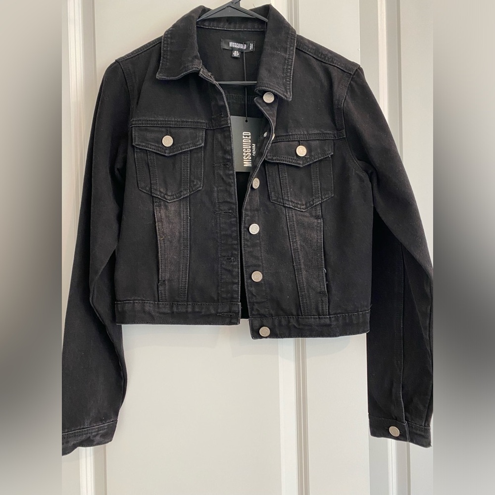Missguided black jean jacket, US 2, BRAND NEW